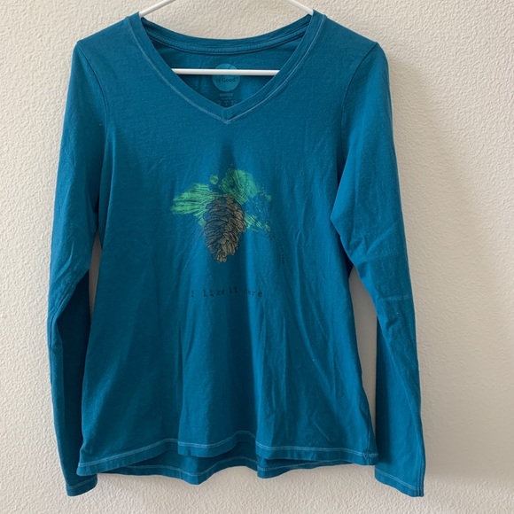 Life Is Good Tops - Life is Good Long Sleeve Blue Graphic Top